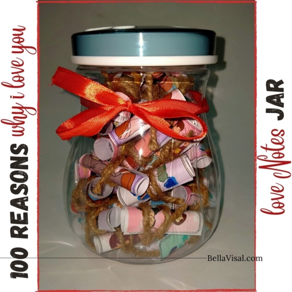 100 Reasons “Why I love you” Wish jar(ring cap) Gift