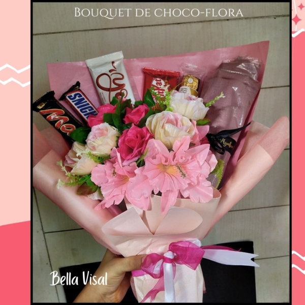 Pink Bouquet with Pastel flowers - Image 3