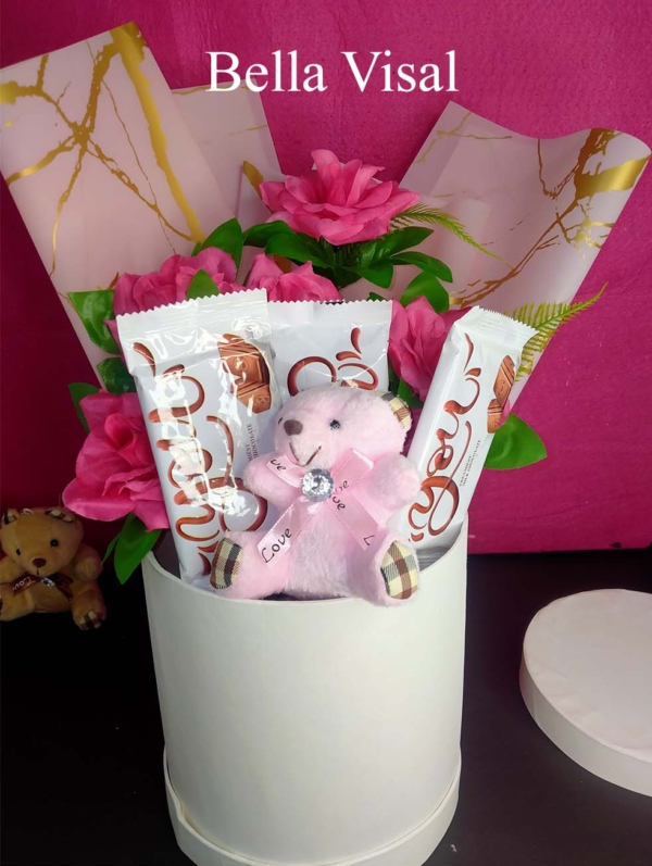 Round Gift Box-White (D1) Pink - Image 2