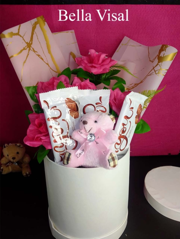 Round Gift Box-White (D1) Pink - Image 3