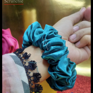 Scrunchie, hair care, hair tie, hair band, silk stuff, healthy hair, girly, a hand wrapped with scrunchie