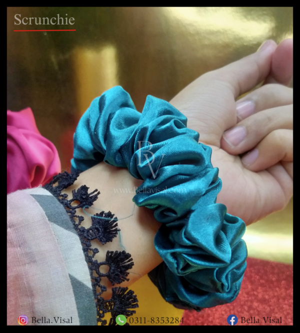 Scrunchie, hair care, hair tie, hair band, silk stuff, healthy hair, girly, a hand wrapped with scrunchie