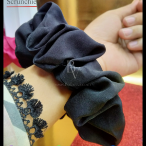 Scrunchie, hair care, hair tie, hair band, silk stuff, healthy hair, girly, a hand wrapped with scrunchie