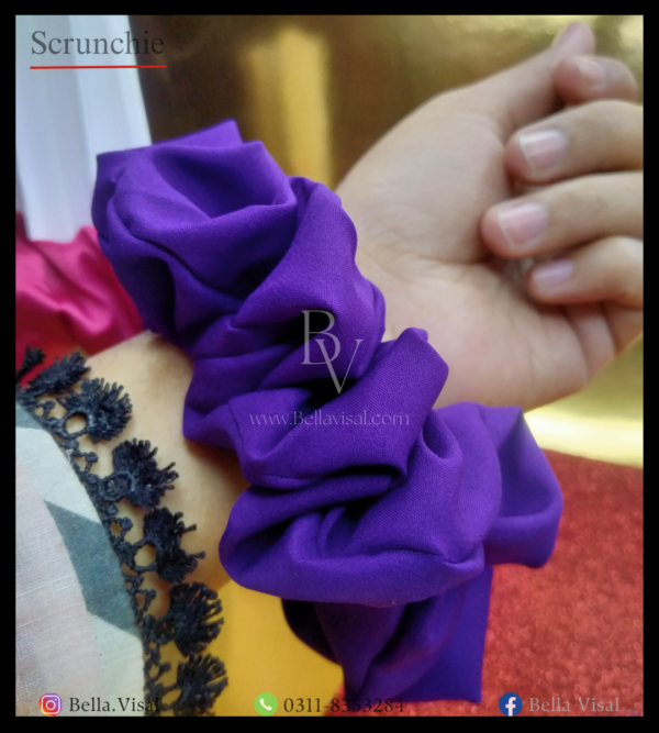 Scrunchie, hair care, hair tie, hair band, silk stuff, healthy hair, girly, a hand wrapped with scrunchie