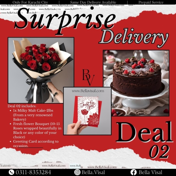 Surprise Delivery Deal 2 (Bouquet,Cake and card)