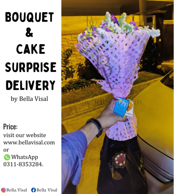 Aitekaf Surprise delivery (Bouquet and Cake) - Image 3