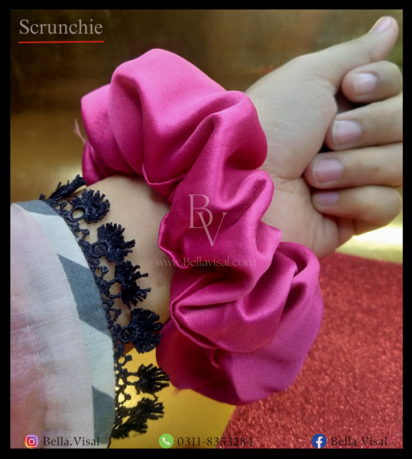 Scrunchie, hair care, hair tie, hair band, silk stuff, healthy hair, girly, a hand wrapped with scrunchie