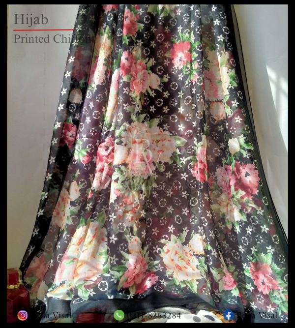 Hijab Stole scarf chiffon stuff head cover multi color printed pink peach black white