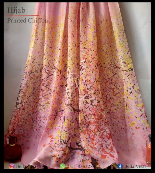 Chiffon printed Hijab Pink