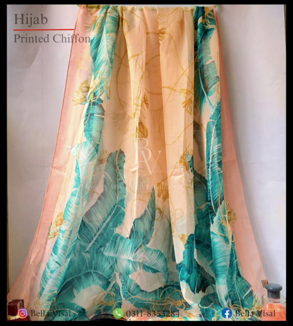 Chiffon printed Hijab Peach